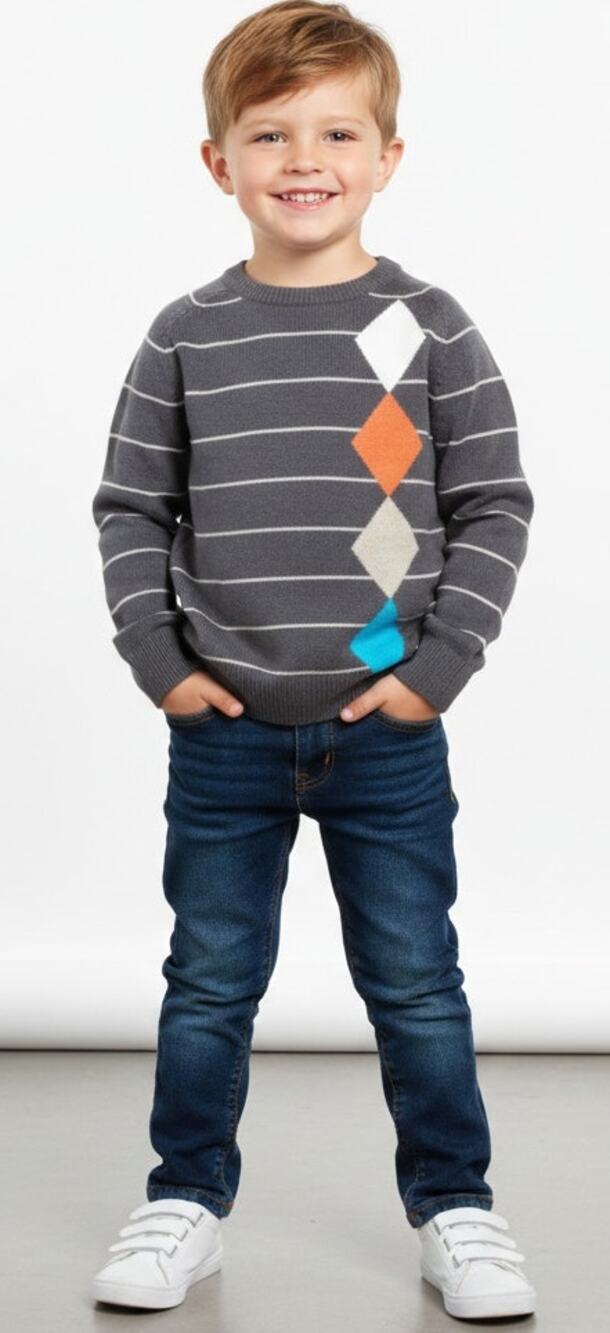 The Children's Place Kids Boy Medium 7/8 Brown Knit Ski Pullover Sweater